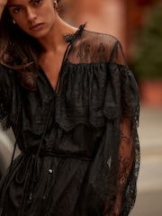 Black Lace Mini Dress - Image 4 of 5