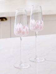 Set of 2 Pink Confetti Champagne Flutes - Image 2 of 4