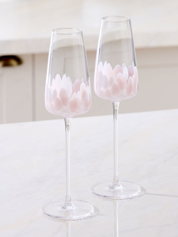 Set of 2 Pink Confetti Champagne Flutes - Image 2 of 4