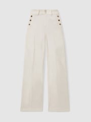 Paige High Rise Wide Leg Button Detail Jeans - Image 1 of 6