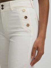 Paige High Rise Wide Leg Button Detail Jeans - Image 4 of 6