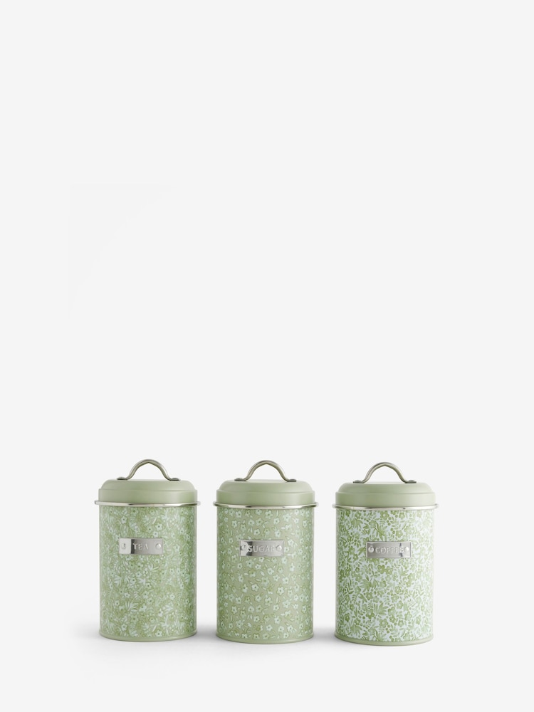 Set of 3 Sage Green Cordelia Ditsy Floral Storage Tins - Image 4 of 4