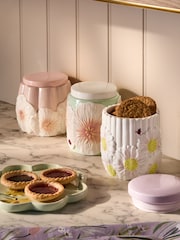Set of 3 Pastel Lila Floral Storage Jars - Image 1 of 5