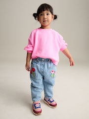 Denim Boucle Butterfly Embellished 100% Cotton Jeans (3mths-7yrs) - Image 3 of 8