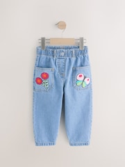 Denim Boucle Butterfly Embellished 100% Cotton Jeans (3mths-7yrs) - Image 4 of 8