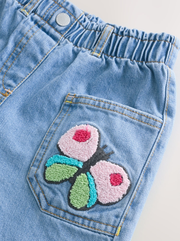 Denim Boucle Butterfly Embellished 100% Cotton Jeans (3mths-7yrs) - Image 7 of 8