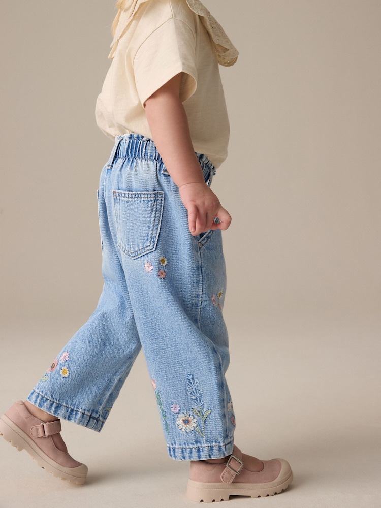 Denim Floral Print Embroidered Barrel-Leg Jeans (3mths-7yrs) - Image 2 of 10