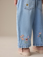 Denim Floral Print Embroidered Barrel-Leg Jeans (3mths-7yrs) - Image 5 of 10