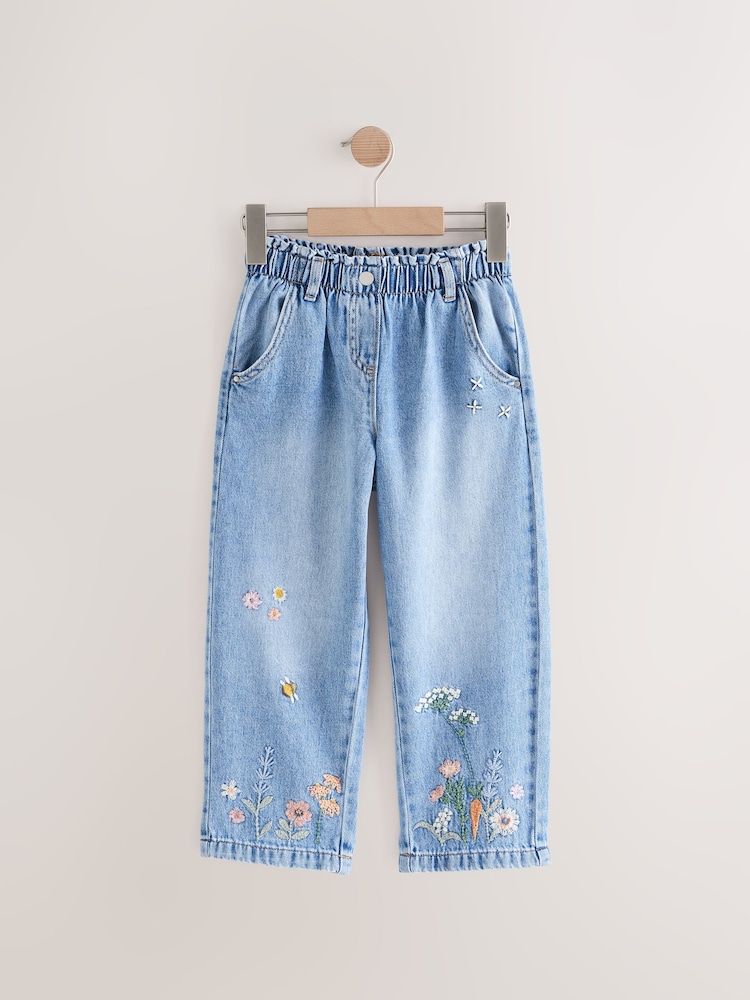 Denim Floral Print Embroidered Barrel-Leg Jeans (3mths-7yrs) - Image 6 of 10