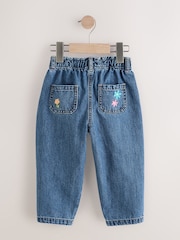 Mid Blue Denim Pull-On Embroidered 100% Cotton Jeans (3mths-7yrs) - Image 6 of 8