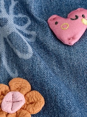 Mid Blue Denim Pull-On Embroidered 100% Cotton Jeans (3mths-7yrs) - Image 7 of 8