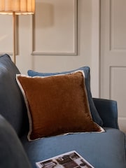 Ochre Loxley Velvet 50 x 50cm Cushion - Image 1 of 5