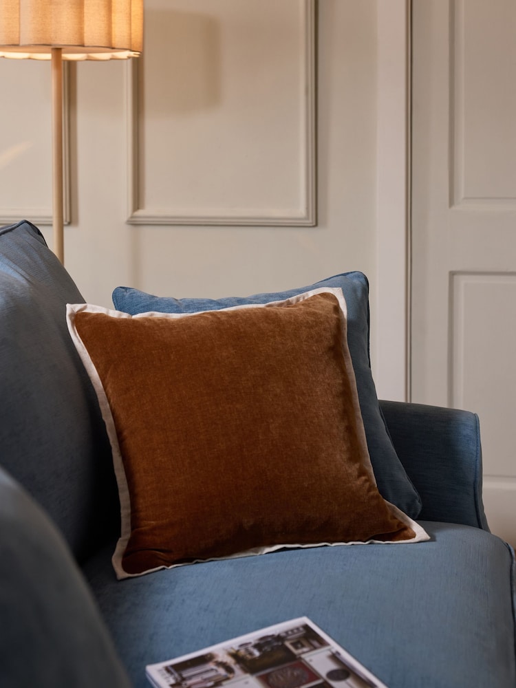 Ochre Loxley Velvet 50 x 50cm Cushion - Image 1 of 5