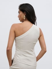 Pretty Lavish Cream Lorna One Shoulder Ruched Top - Image 2 of 5