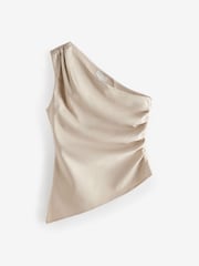 Pretty Lavish Cream Lorna One Shoulder Ruched Top - Image 5 of 5
