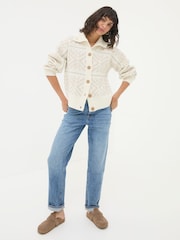 FatFace Ivory Haisley Pattern Cardigan - Image 1 of 6