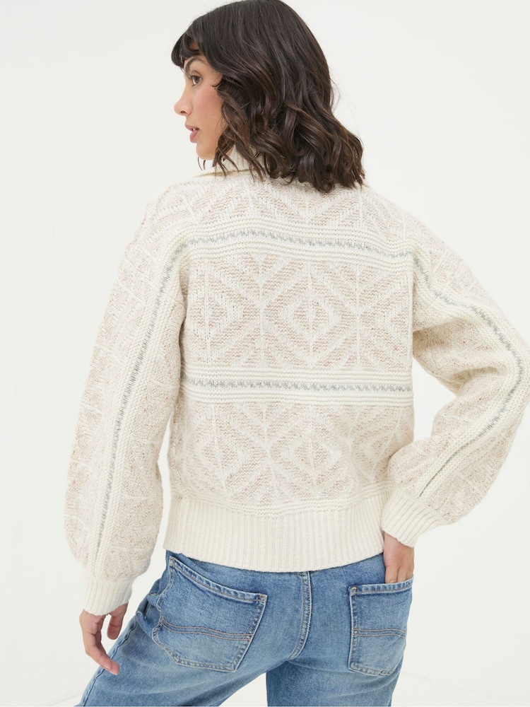 FatFace Ivory Haisley Pattern Cardigan - Image 2 of 6