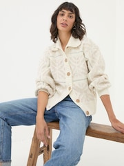FatFace Ivory Haisley Pattern Cardigan - Image 3 of 6