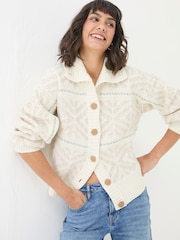 FatFace Ivory Haisley Pattern Cardigan - Image 4 of 6