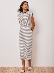 Mint Velvet Brown Twist Stripe Jersey Dress - Image 2 of 4