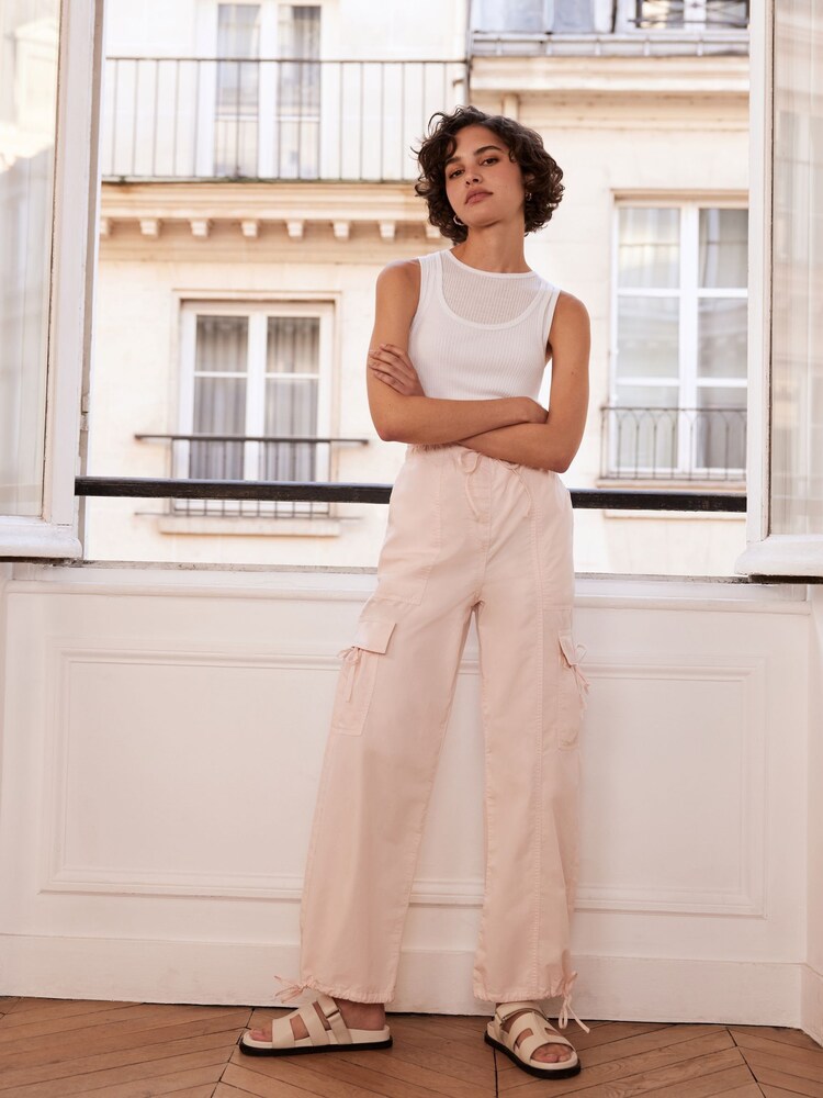 Mint Velvet Pink Cotton Parachute Trousers - Image 2 of 4