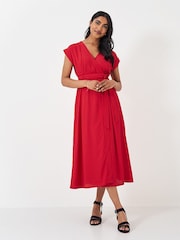 Crew Clothing Red Wrap Dress - Image 2 of 4