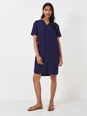 Crew Clothing Blue 100% Linen Shift Dress - Image 3 of 5