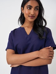 Crew Clothing Blue 100% Linen Shift Dress - Image 4 of 5