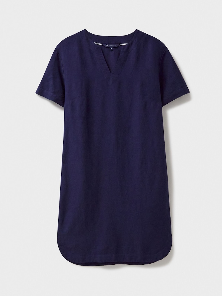 Crew Clothing Blue 100% Linen Shift Dress - Image 5 of 5