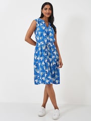 Bleu - Crew Clothing Company Olivia Cravate - Robe à col roulé imprimé - Image 1 of 5