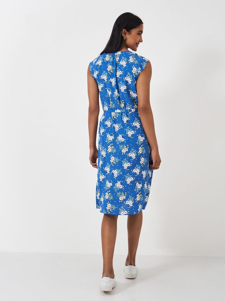 Bleu - Crew Clothing Company Olivia Cravate - Robe à col roulé imprimé - Image 2 of 5
