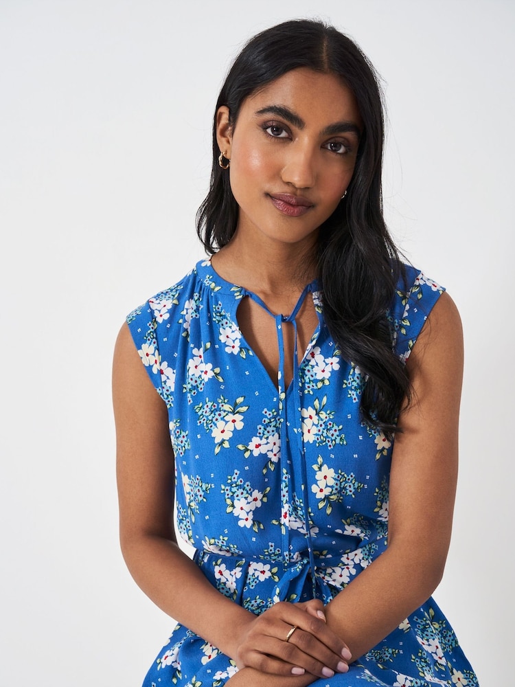 Bleu - Crew Clothing Company Olivia Cravate - Robe à col roulé imprimé - Image 4 of 5