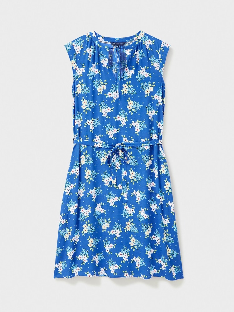 Bleu - Crew Clothing Company Olivia Cravate - Robe à col roulé imprimé - Image 5 of 5