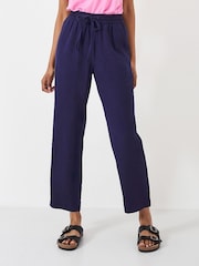 Crew Clothing Blue Linen Blend Tapered Trousers - Image 3 of 4