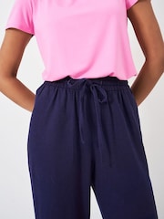 Crew Clothing Blue Linen Blend Tapered Trousers - Image 4 of 4