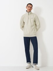 Crew Clothing Company Classic Half Zip 100% Cotton Sweatshirt - Image 1 of 5