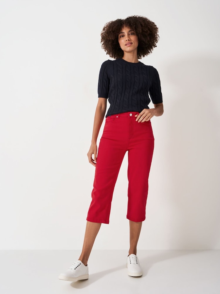 Rot - Crew Clothing Company Mia Cropped Jeans - Bild 1 von 4 Rot - Crew Clothing Company Mia Cropped Jeans - Bild 1 von 4