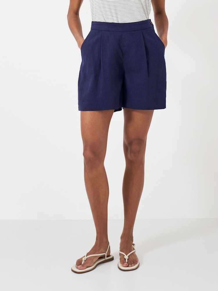 Crew Clothing Blue 100% Linen Blend Shorts - Image 1 of 4