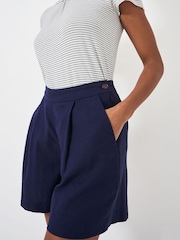 Crew Clothing Blue 100% Linen Blend Shorts - Image 3 of 4
