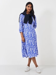 Crew Clothing Blue V-Neck Printed Long Sleeve Dress - Image 1 of 5
