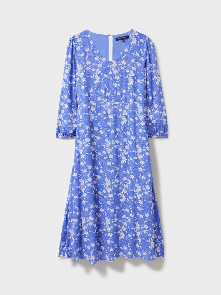 Crew Clothing Blue V-Neck Printed Long Sleeve Dress - Image 5 of 5