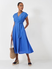 Crew Clothing Blue Wrap Dress - Image 1 of 5