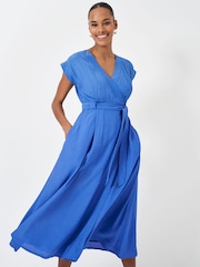 Crew Clothing Blue Wrap Dress - Image 3 of 5