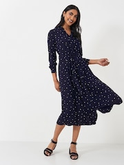 Crew Clothing Blue Sienna Tie Waist Shirt Dress - Image 1 of 3