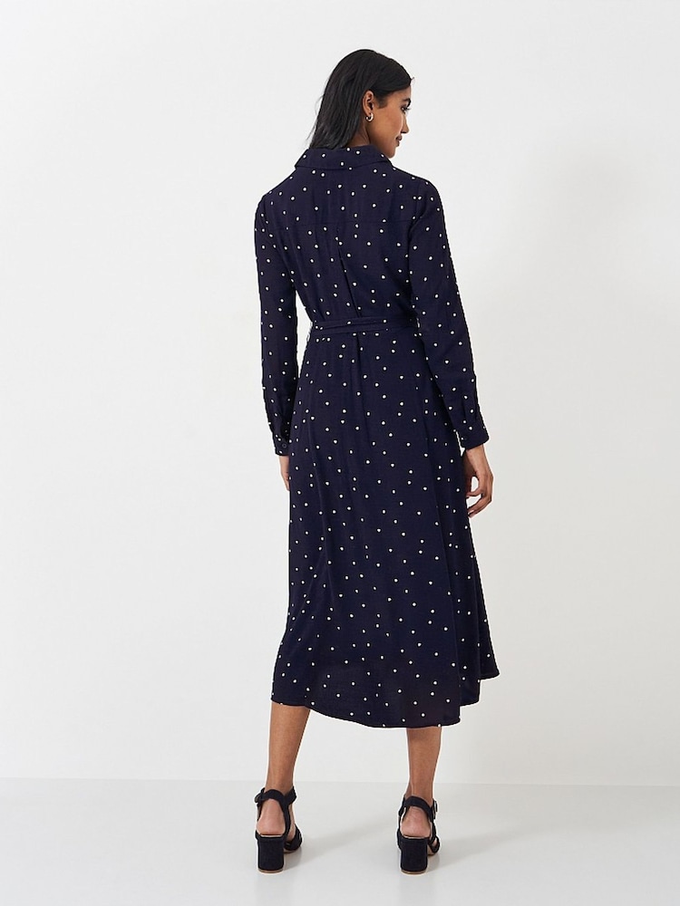 Crew Clothing Blue Sienna Tie Waist Shirt Dress - Image 2 of 3