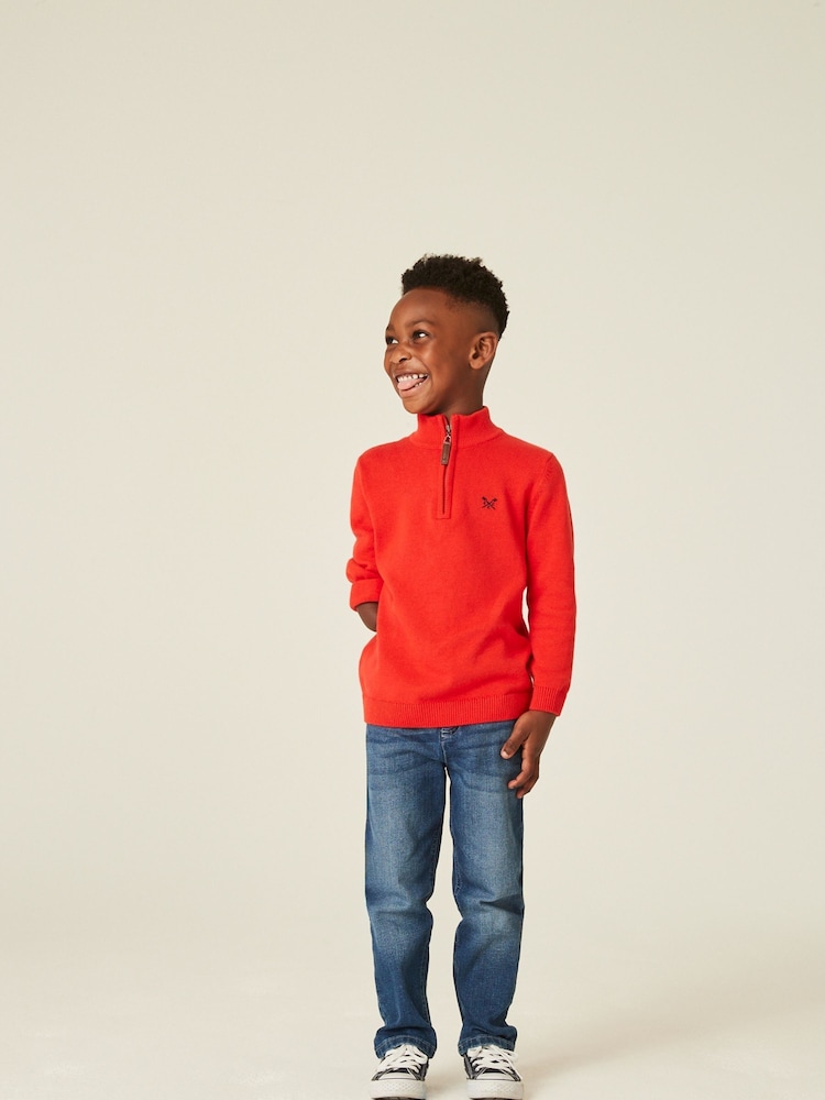 Crew Clothing Red 100% Cotton Half Zip Jumper - Image 1 of 4