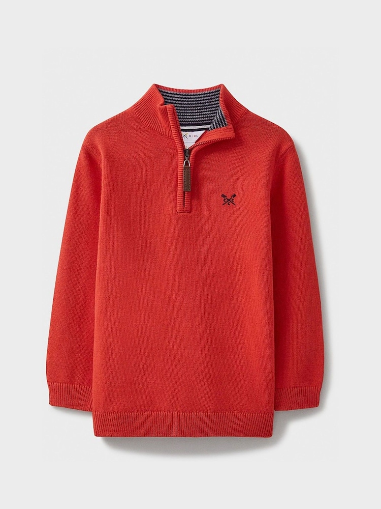 Crew Clothing Red 100% Cotton Half Zip Jumper - Image 2 of 4