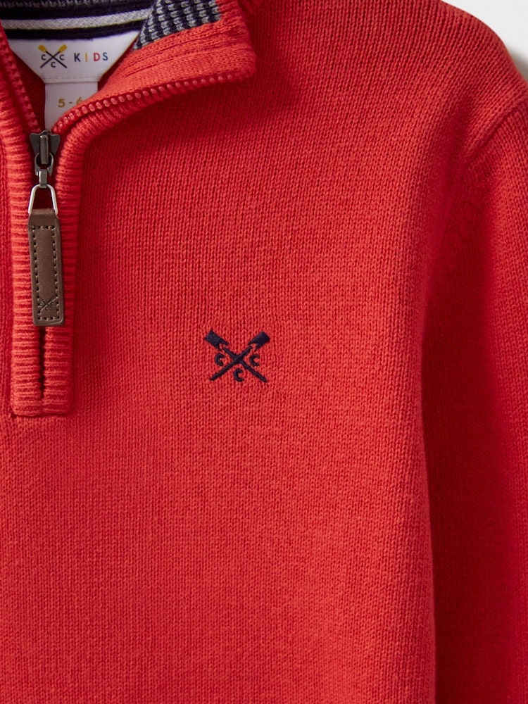 Crew Clothing Red 100% Cotton Half Zip Jumper - Image 4 of 4