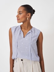 Blau - Crew Clothing 100% Baumwollbluse in Relaxed Fit mit Streifen - Bild 1 von 4