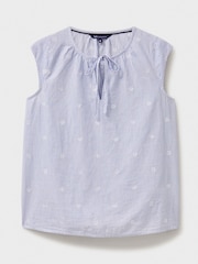 Blau - Crew Clothing 100% Baumwollbluse in Relaxed Fit mit Streifen - Bild 4 von 4